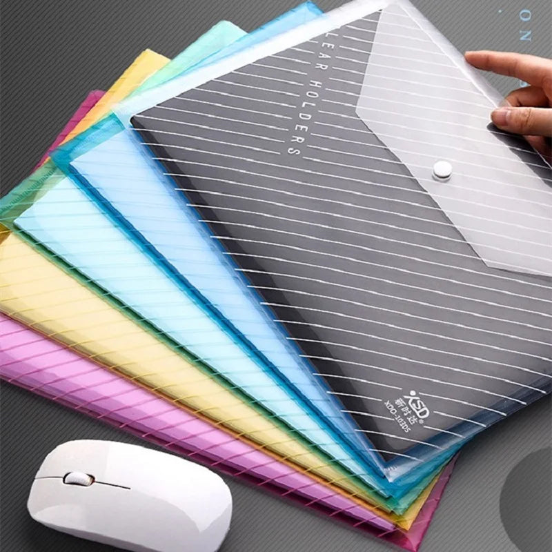 10pcs A4 Transparent File Bag Student Test Paper Storage Classification Office Documents Folders Organizer Information Pocket - Novo Fusion