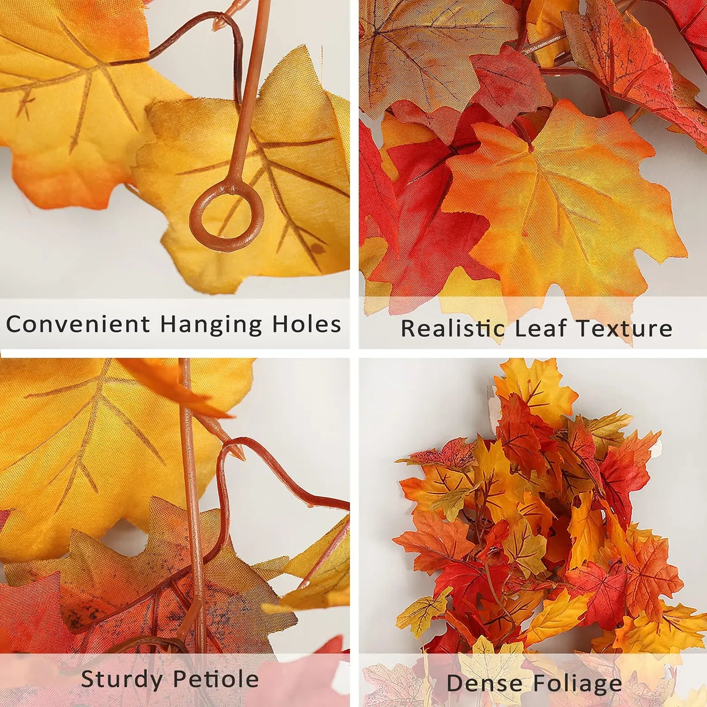200cm Artificial Fall Maple Leaf Garland Autumn Leaves Fake Plant Garland for Festival Wedding Halloween Thanksgiving Room Decor - Novo Fusion