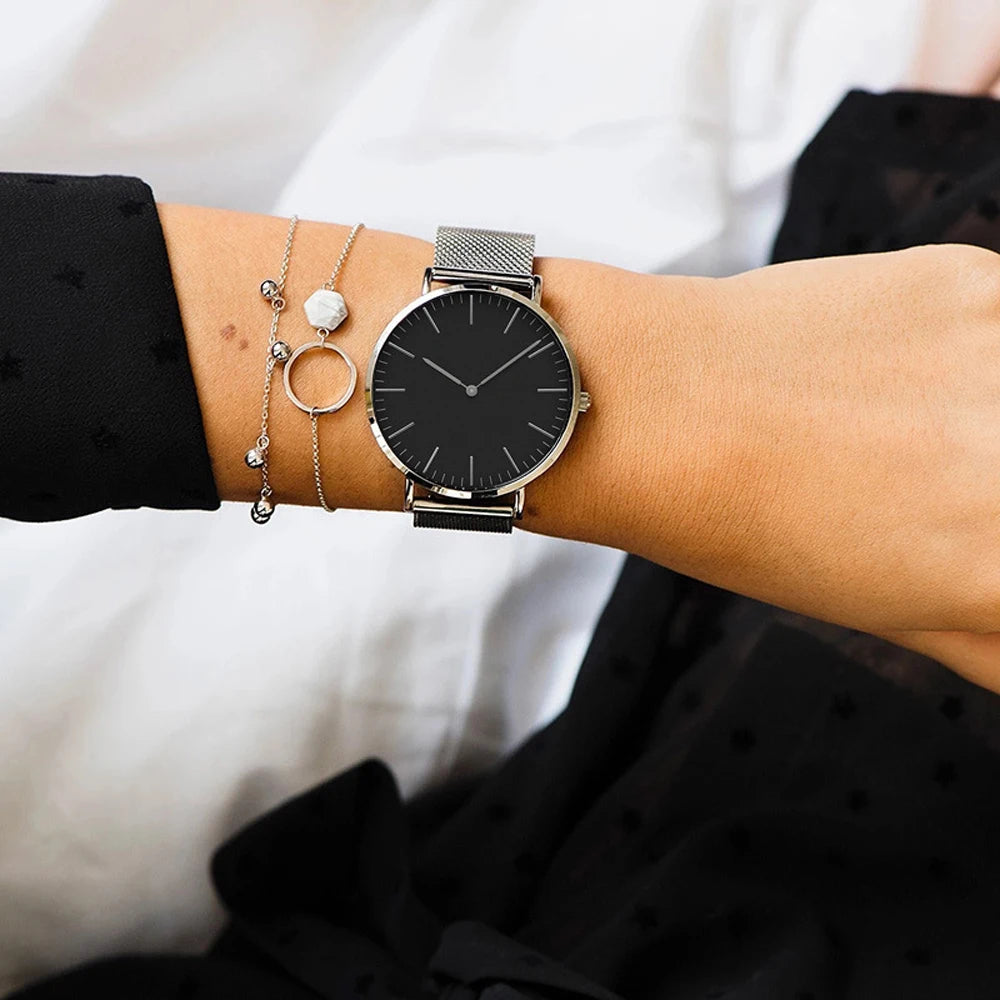 Luxury Rose Gold Watch Women Bracelet Top Brand Ladies Casual Quartz Clock Steel Women's Wristwatch Montre Femme Relogio - Novo Fusion