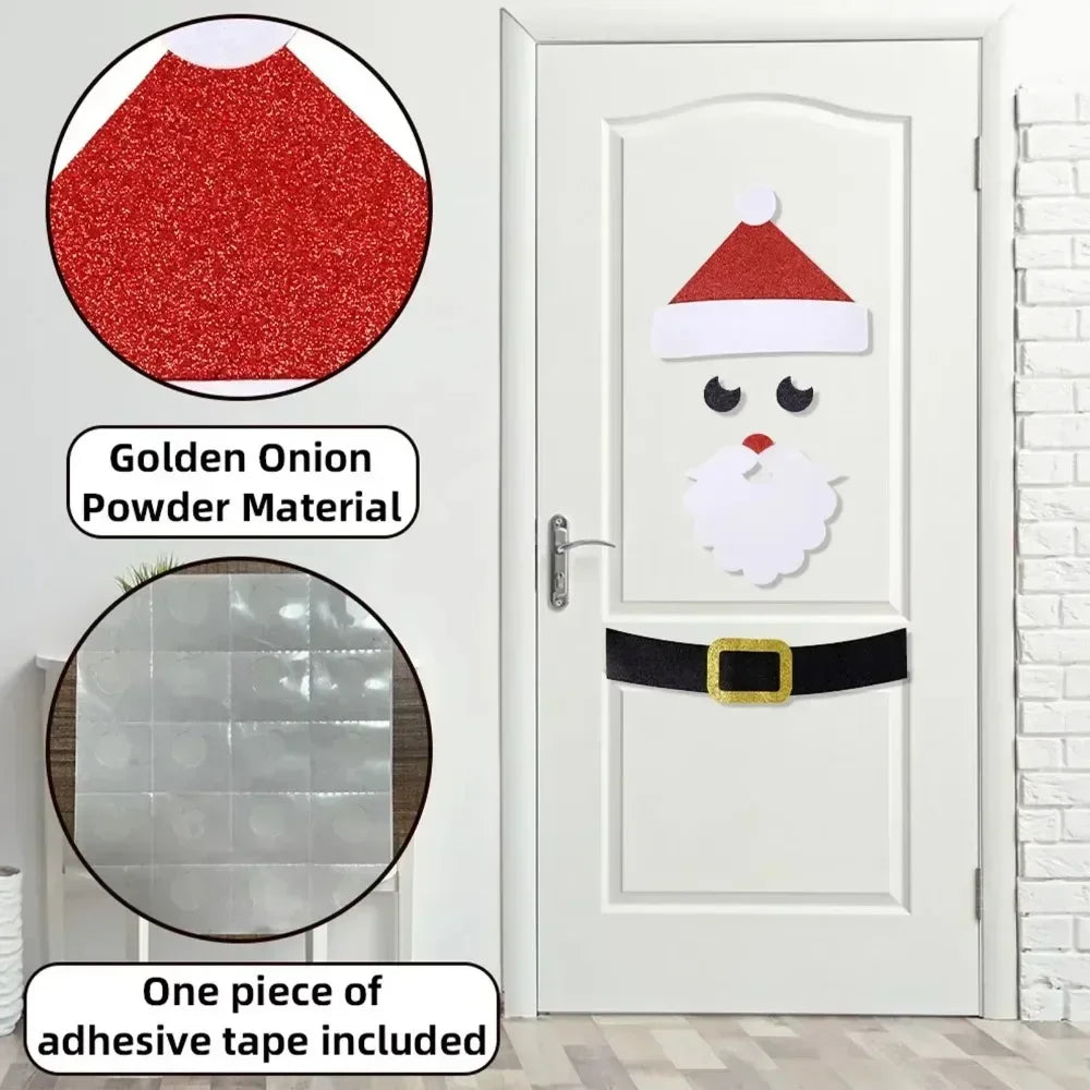 Christmas Door Window Stickers Felt Cloth Snowman Santa Claus Elk Wall Sticker Christmas Home Decoration Happy New Year 2024 - Novo Fusion