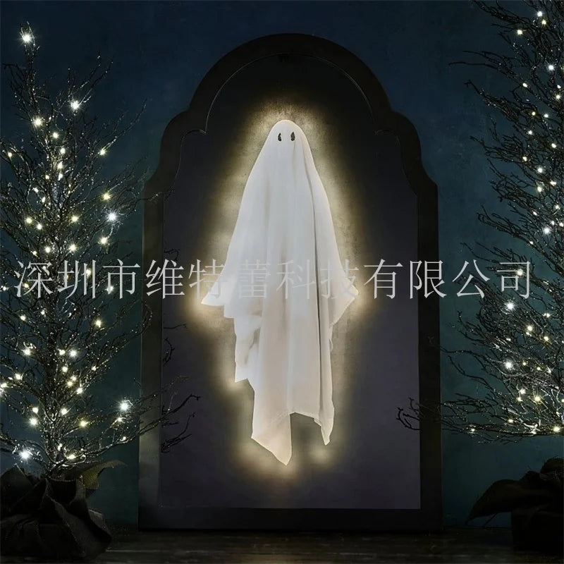 Halloween Ghost Hologram Mirror Scary Illusion LED Wall Decoration Haunted House Spooky Prank Ornament