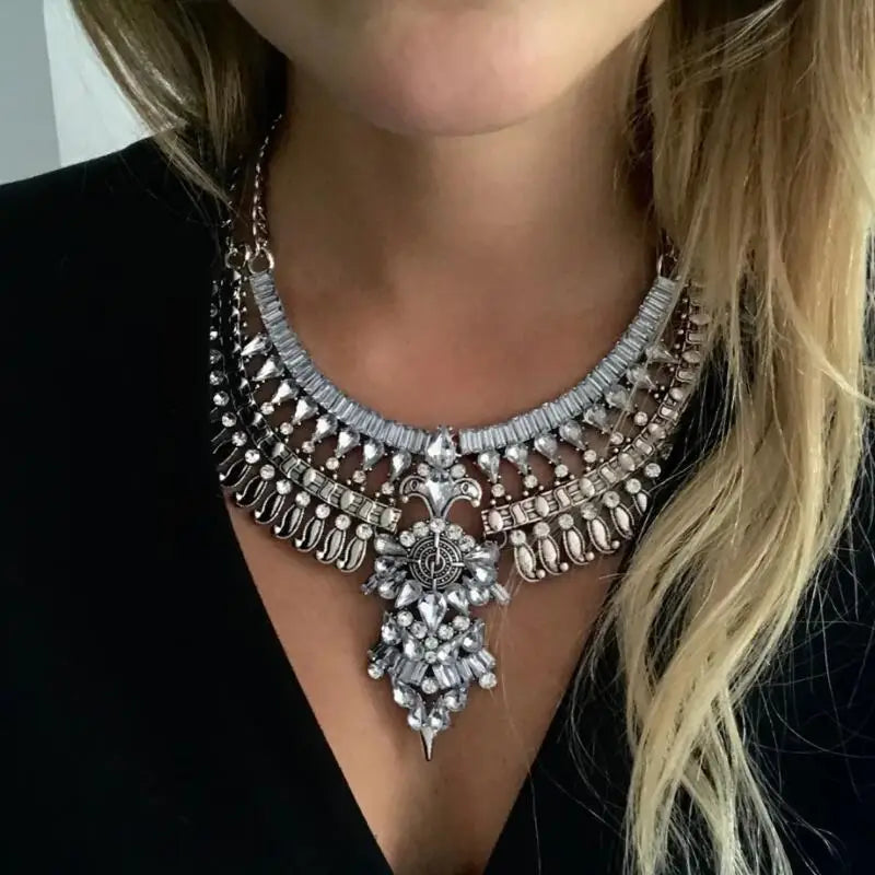 2024 New ZA Indian Boho Ethnic Statement Large Collar Choker Necklace Women Fashion Maxi Vintage Long Necklace Jewelry Novo Fusion - Chic Essentials for Life's Canvas