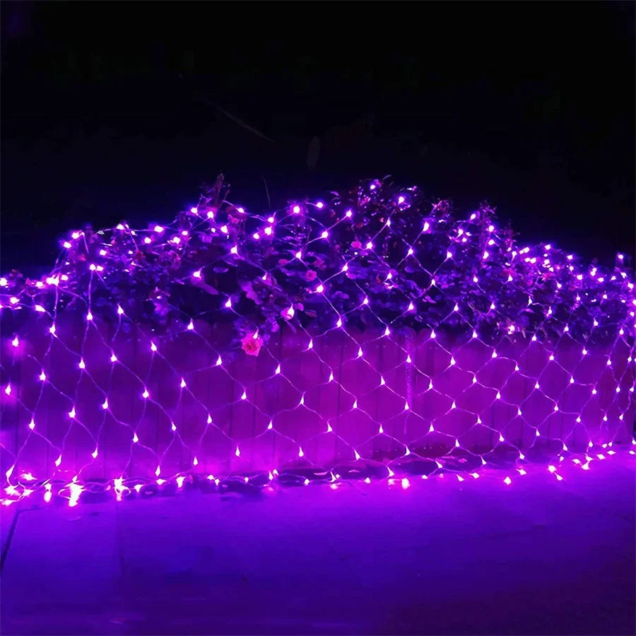 Halloween purple LED Net Mesh Fairy String Light Garland Window Curtain Christmas Fairy Light Wedding Party Garland Light - Novo Fusion