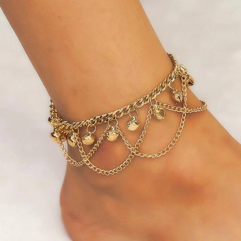 Bohemian Bell Anklet Charms Ankle Bracelet Jewellery Vintage Tassel Anklets For Women Indian Jewelry Beach Foot Bracelet Z40 - Novo Fusion
