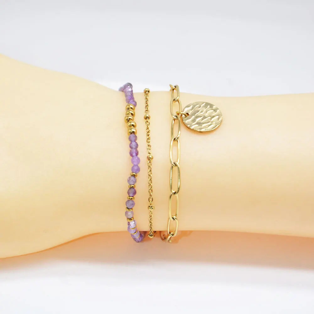 Bohemian Natural Stone Layered Bracelet for Women Gold Plated Stainless Steel Chain Bracelet Men Ladies Fashion jewelry Gifts - Novo Fusion