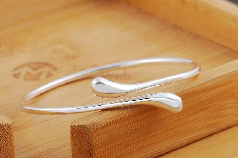 Charm 925 Sterling Silver Bracelets for Women fine Water droplets bangles lady Fashion Wedding Party Christmas Gift Jewelry - Novo Fusion