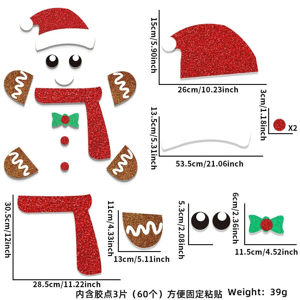 Christmas Door Window Stickers Felt Cloth Snowman Santa Claus Elk Wall Sticker Christmas Home Decoration Happy New Year 2024 - Novo Fusion