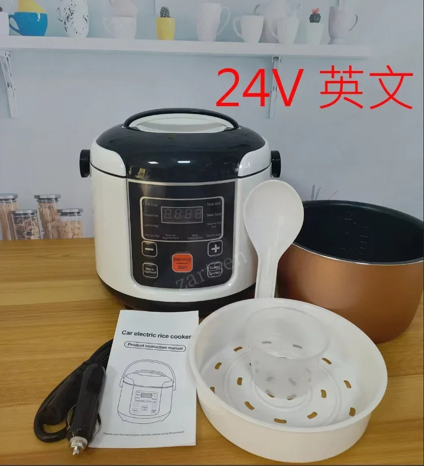 2L Electric Mini Rice Cooker Multi Cooker Portable Car Rice Cooker 12V 24V Cooking Machine For Car and Truck English Menu - Novo Fusion