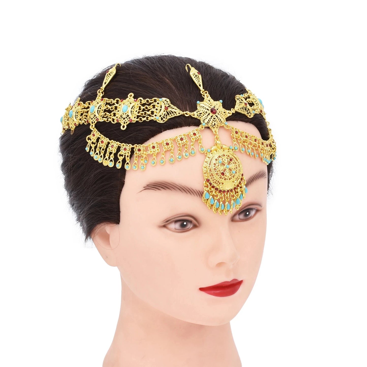 Golden Traditional Indian Ethnic Hair Accessories for Women Afghan Turkish Tribe Bride Wedding Head Chain Kurdish Female Jewelry Novo Fusion - Chic Essentials for Life's Canvas