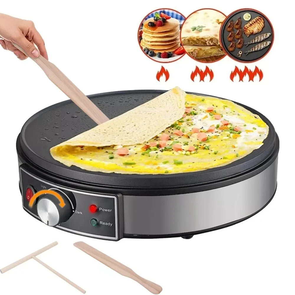 Electric Griddle Crepe Maker Cooktop - Nonstick Griddle Crepes Maker with LED Indicator Lights Adjustable Temperature Control - Novo Fusion