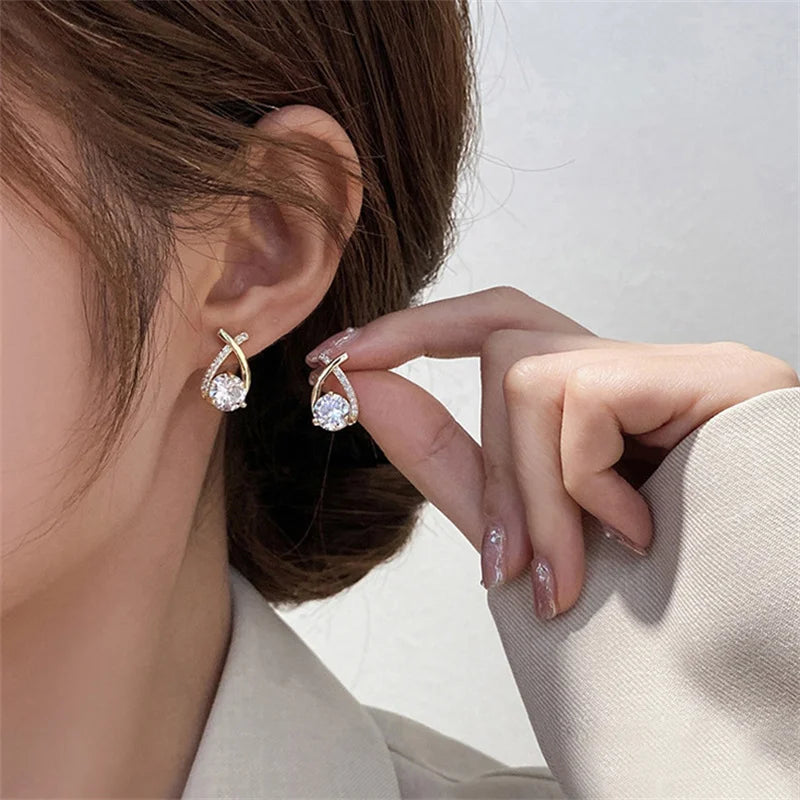 SKEDS Fashion Cross Stud Earrings For Women Girls Korean Style Elegant Crystal Jewelry Ear Rings Fishtail Lady Earrings Gift - Novo Fusion