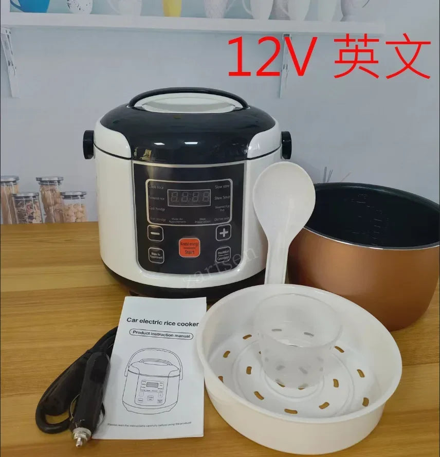 2L Electric Mini Rice Cooker Multi Cooker Portable Car Rice Cooker 12V 24V Cooking Machine For Car and Truck English Menu - Novo Fusion