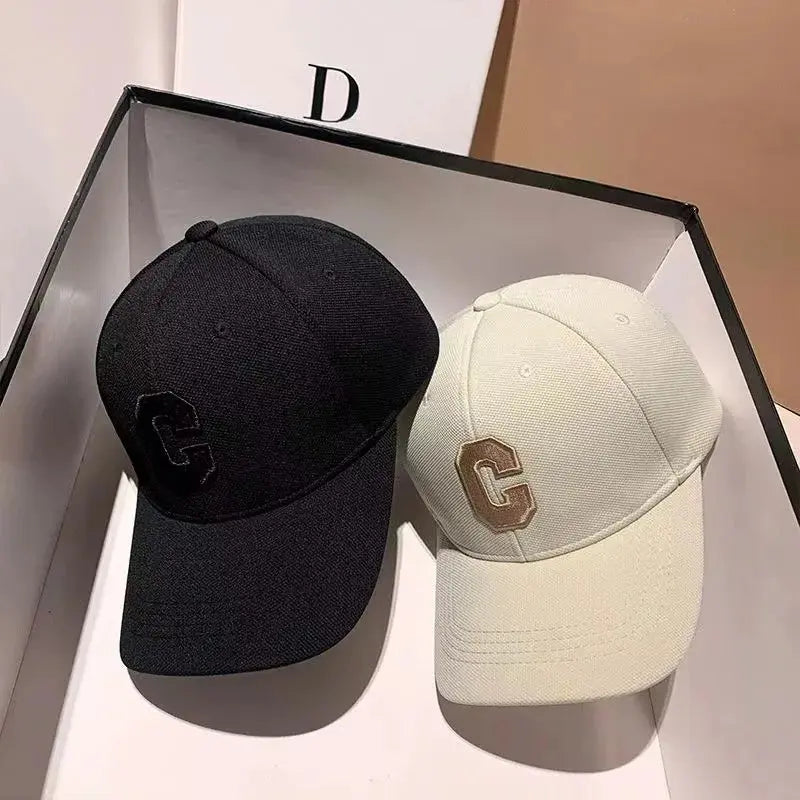 Hats for Men 2023 New C Letter Embroidered Baseball Cap Kpop Fashion Couple Snapback Cap Men and Women Sun Hats Chapeau Homme - Novo Fusion