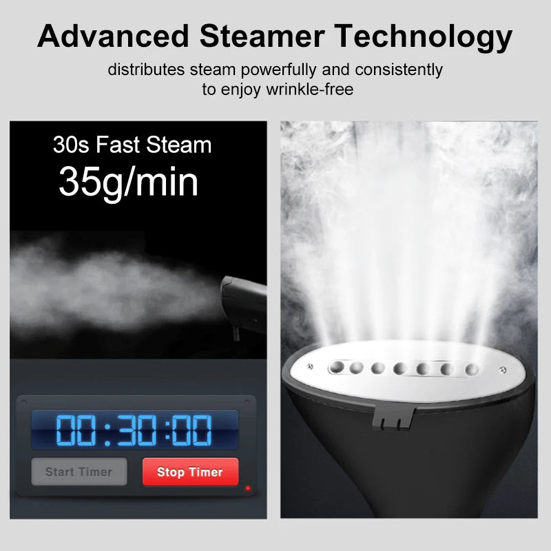 2 In 1 Professional Ironing Clothes Steamer Garment Steamer Fast Heat Steam Ironing Machine For Fabric Pure Silk Woolens Cotton - Novo Fusion