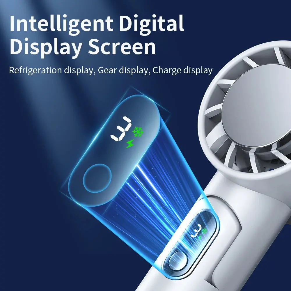 Portable Electric Fan Semiconductor Refrigeration Handheld Fan 4000mAh USB Rechargeable Cooling Fan Air Cooler Outdoor - Novo Fusion