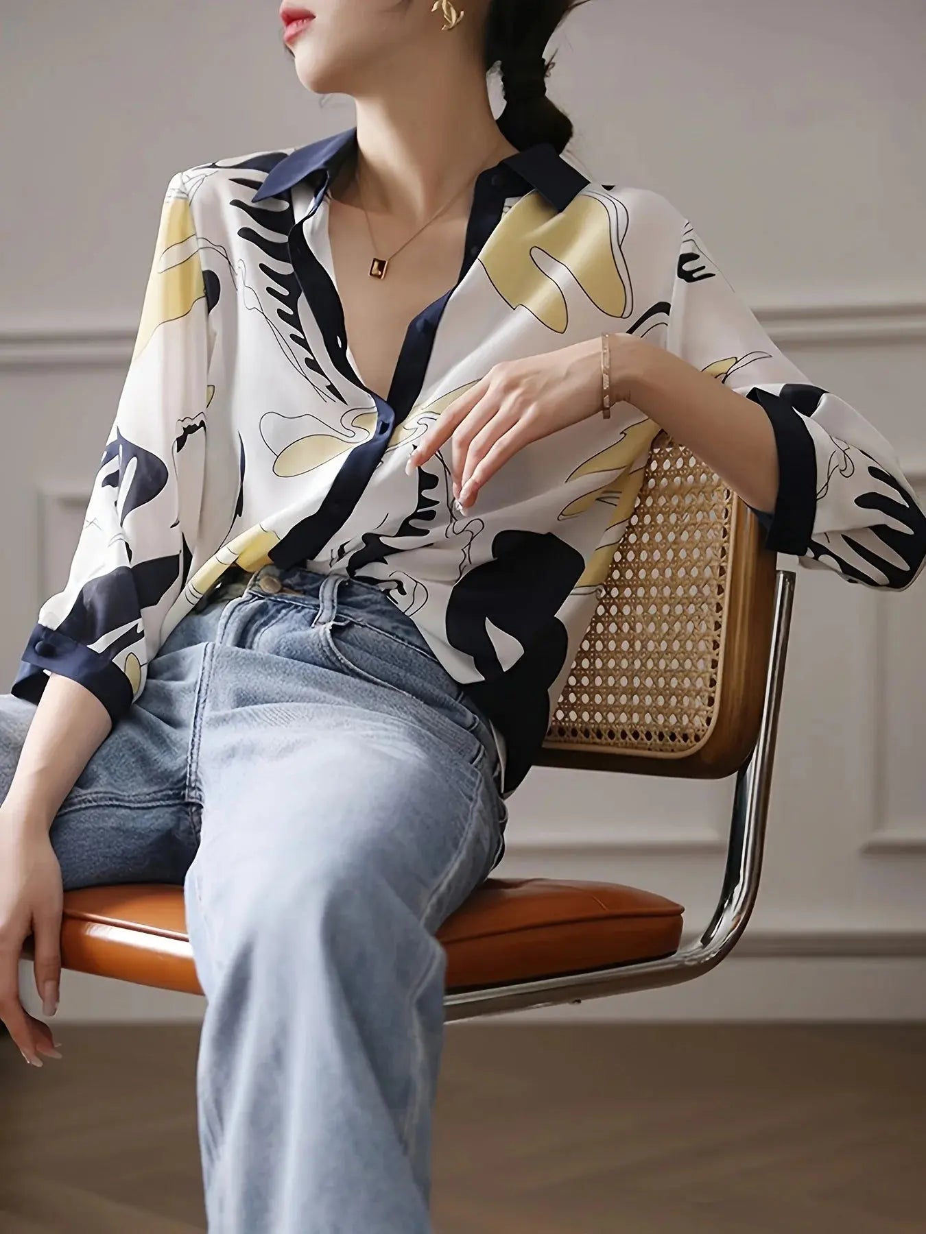 Fashion luxury ladies shirt France style woman printing blouse Spring Summer half sleeve Tops blusa mujer - Novo Fusion