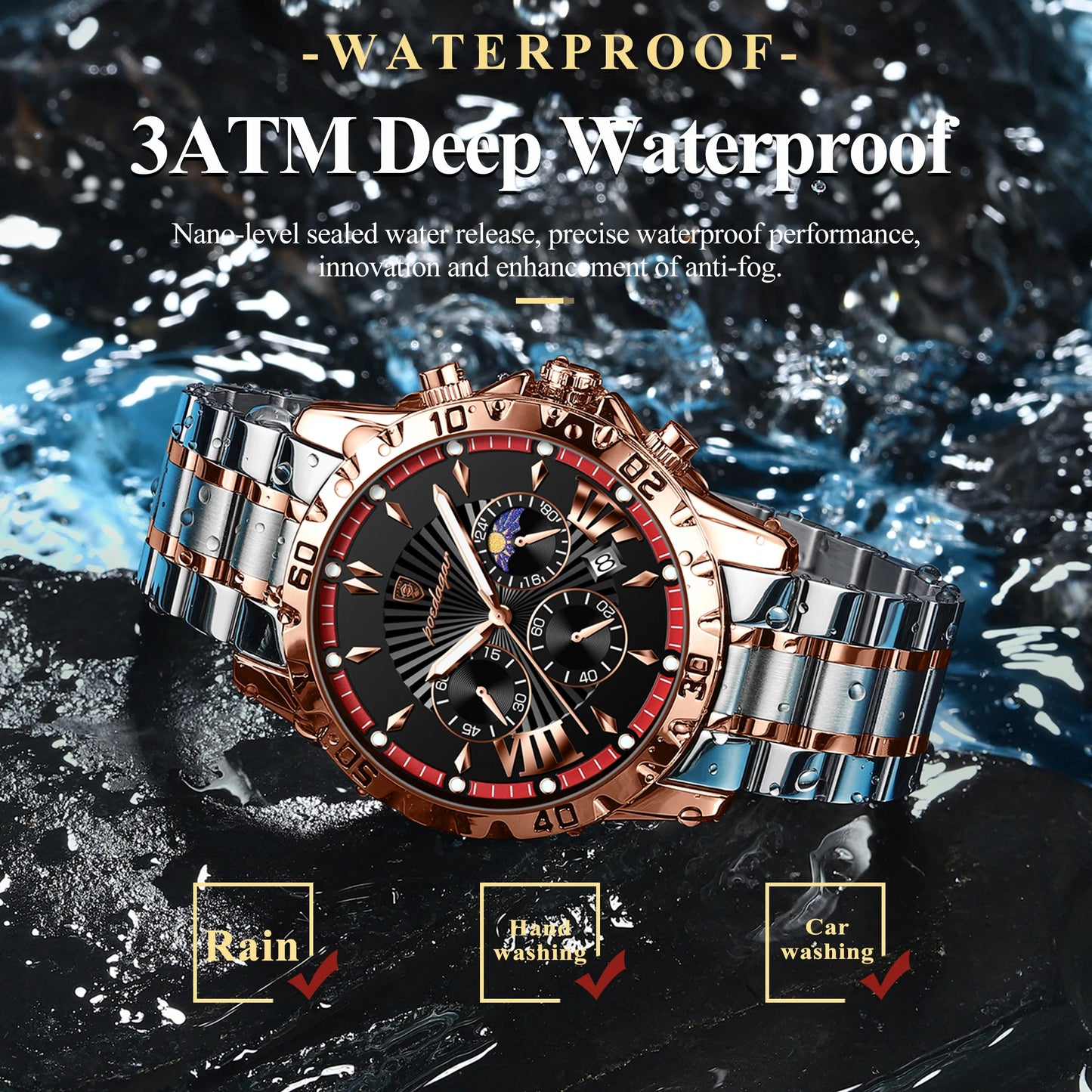 POEDAGAR Luxury High Quality Watch for Man Waterproof Luminous Chronograph Date Men Watch Stainless Steel Quartz Men's Watches - Novo Fusion