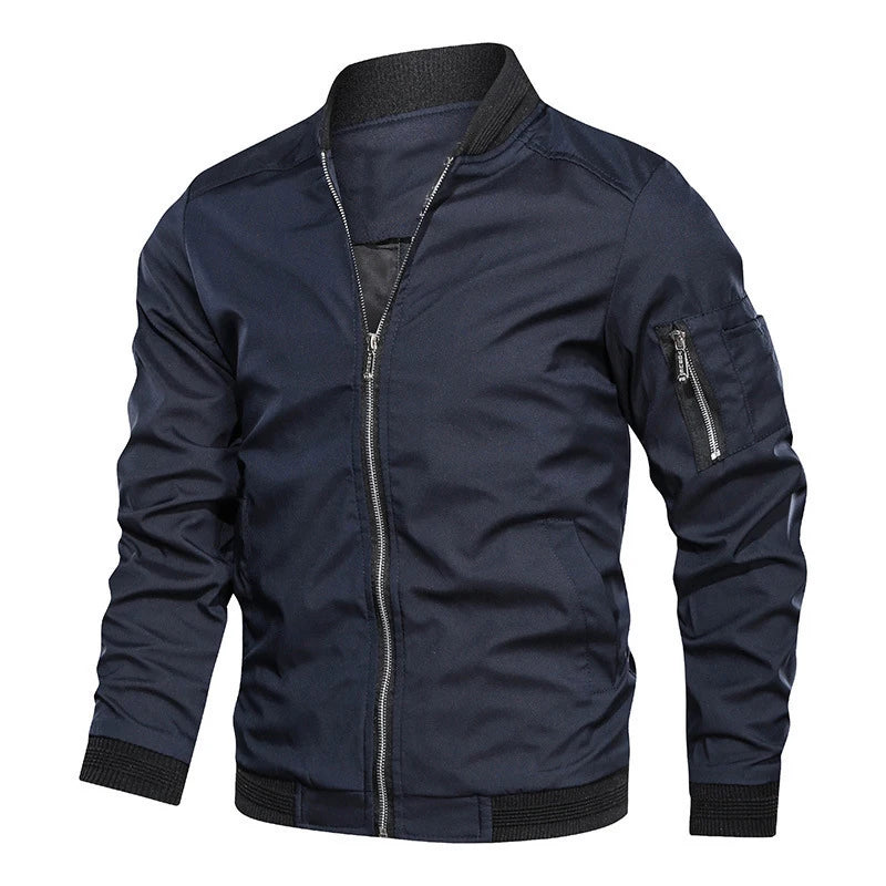 Spring Autumn Men's Bomber Jacket Casual Lightweight Jacket For Men Sports Windbreaker Zip Up Coat with Pockets Clothing - Novo Fusion