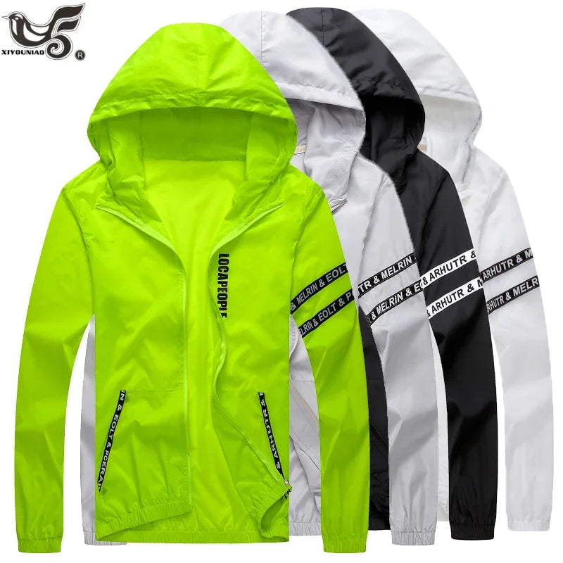 Men's windbreaker summer Sun protection jacket outwear sports Cycling Thin hooded coats men jaqueta masculina Brand clothing - Novo Fusion