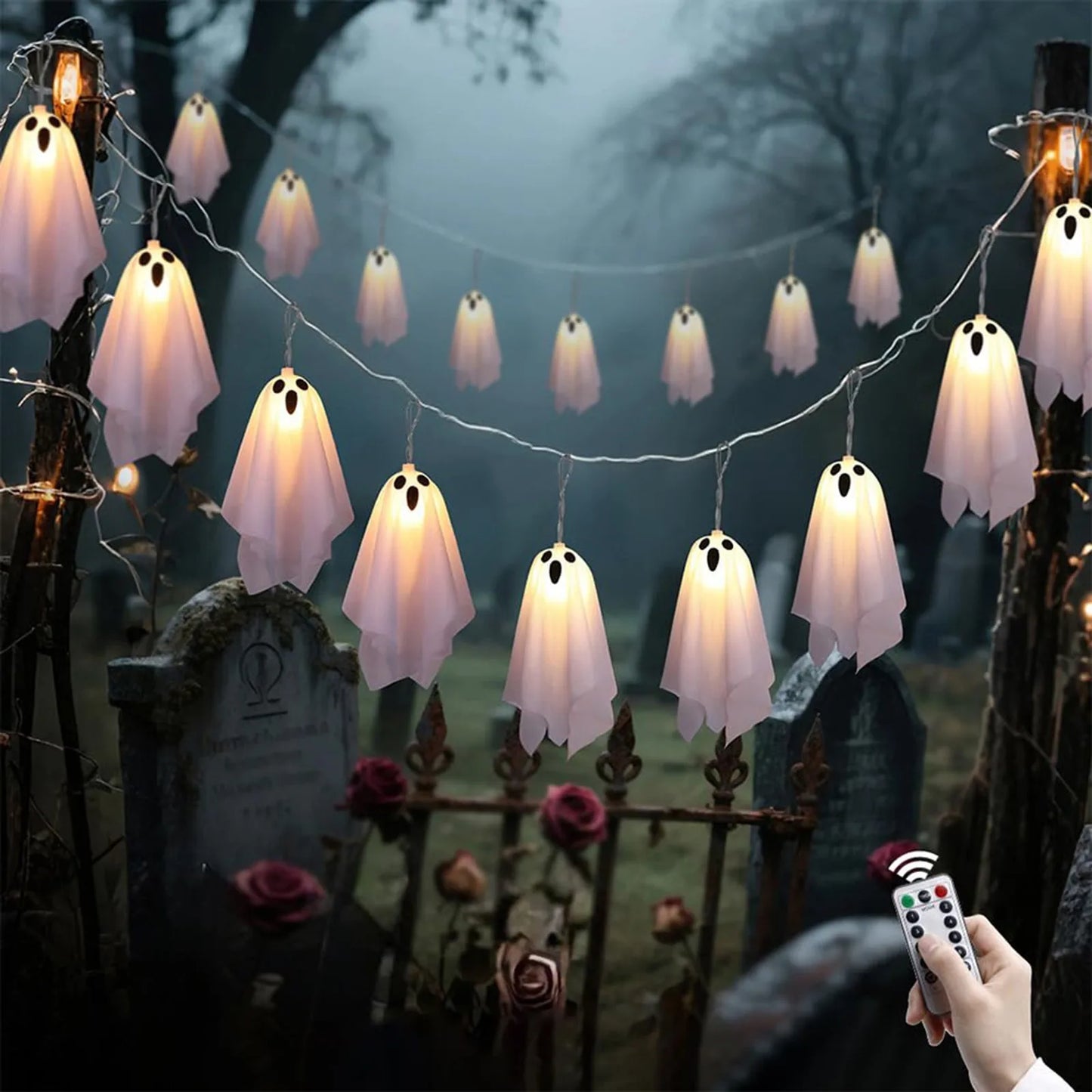 Halloween Ghost White Ghost Hanging Light Ghosts HorrorProps for Halloween Party White Flying Ghosts Haunted House Decor