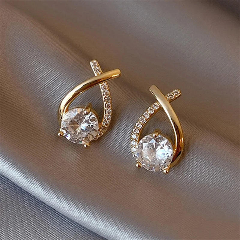 SKEDS Fashion Cross Stud Earrings For Women Girls Korean Style Elegant Crystal Jewelry Ear Rings Fishtail Lady Earrings Gift - Novo Fusion