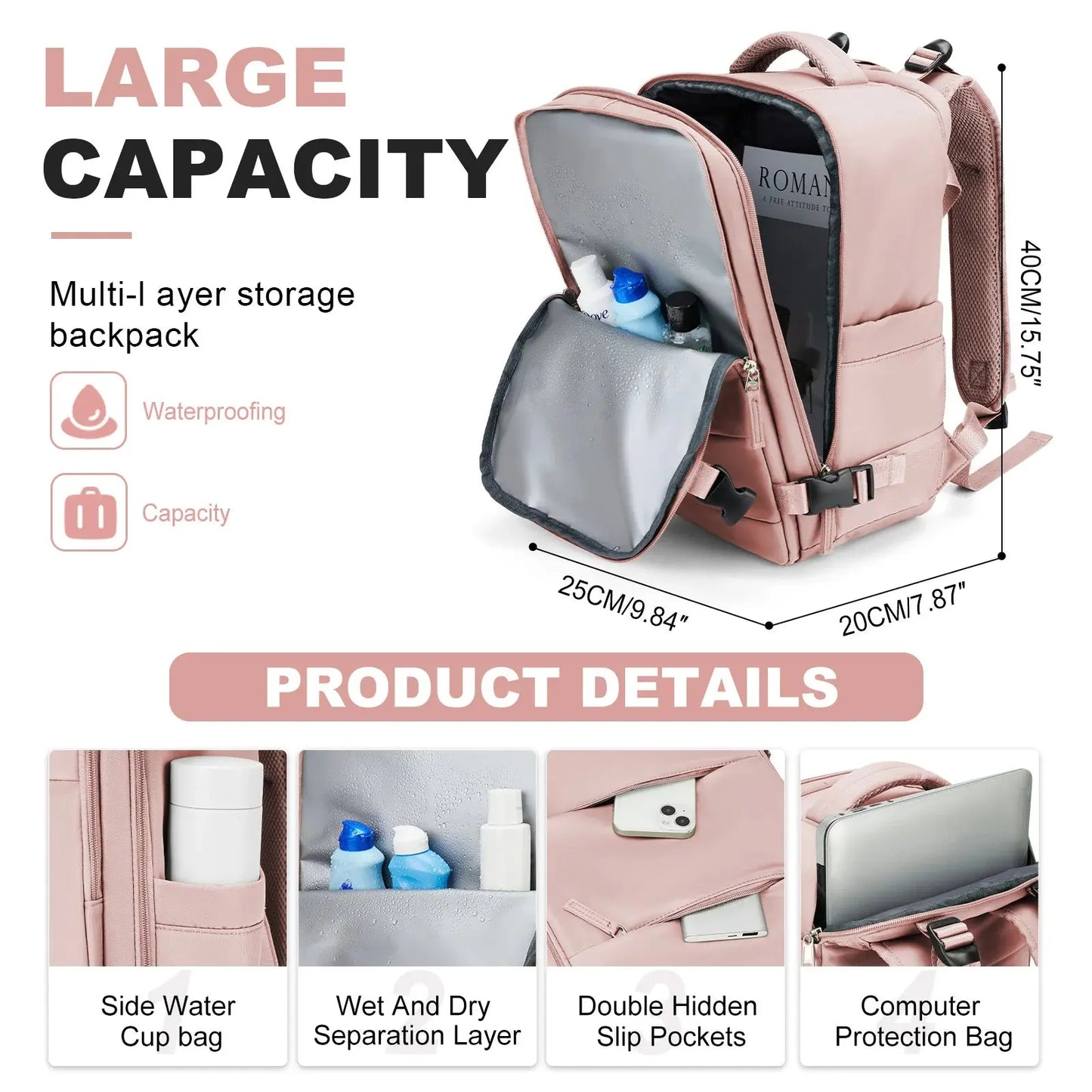 Backpack Travel Cabin Aircraft 40x20x25 Women's Backpack ,Waterproof Travel Backpack Laptop Backpack Female bags ,Male Backpacks - Novo Fusion