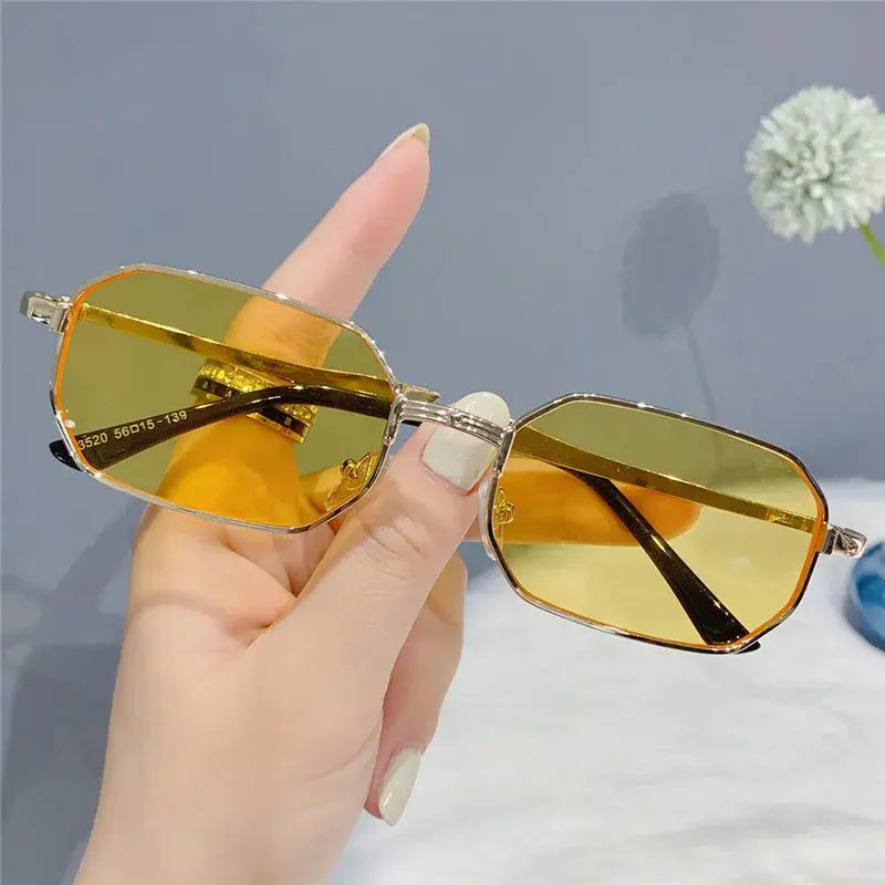 Narrow Men's Sunglasses Fashion Rectangle Women metal Luxury Brand Sun glasses 2021 Classic Oculos Masculino Glasses UV400 - Novo Fusion