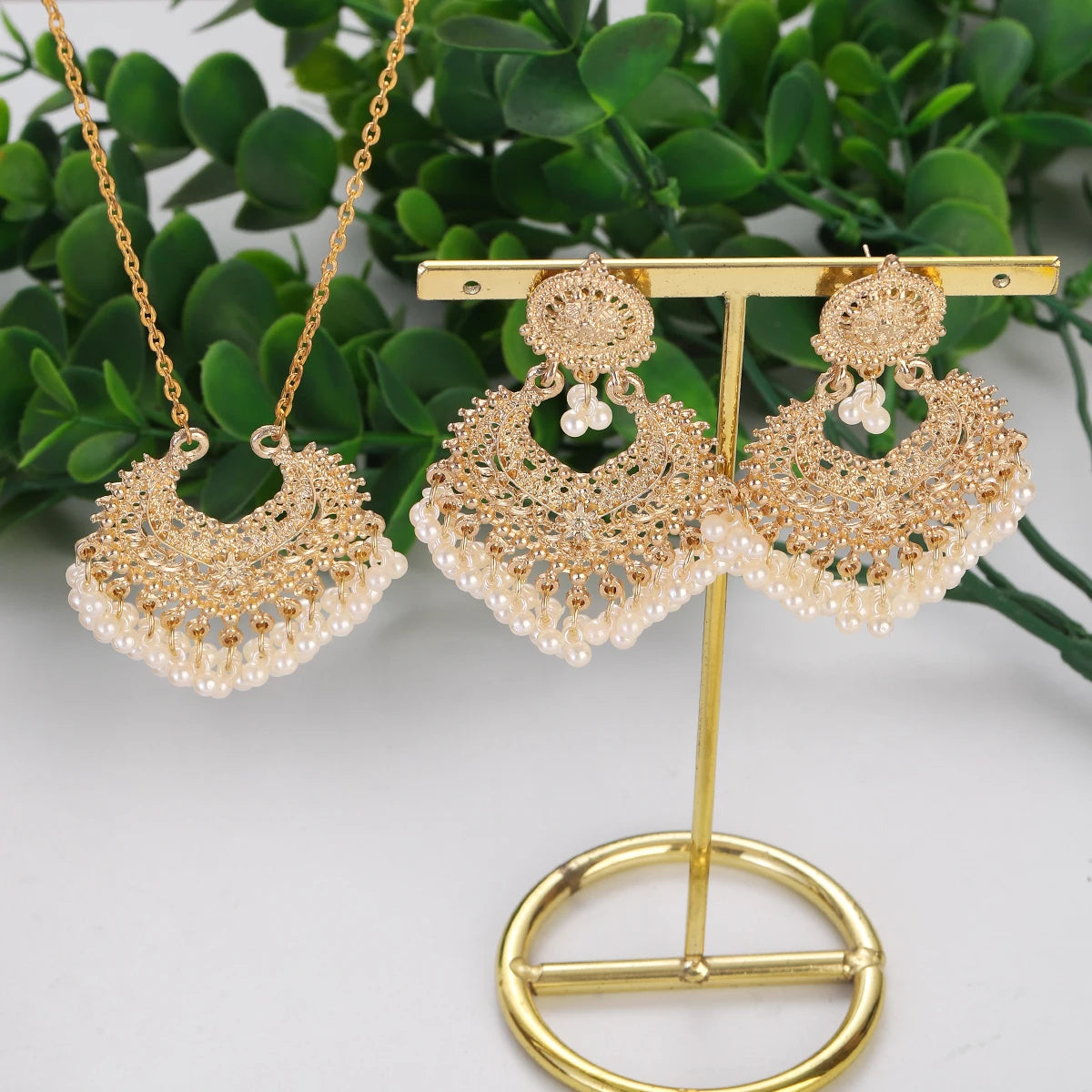 Indian Jewelry Set for Women Bijoux Retro Gold Plated Round Beads Tassel Earring Necklace Sets Ethnic Vintage Wedding Jewelry Novo Fusion - Chic Essentials for Life's Canvas
