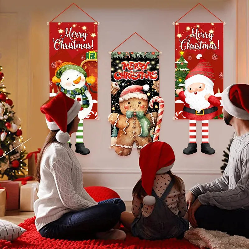 Santa Claus Hanging Flag Merry Christmas Decorations For Home 2024 Christmas Ornaments Navidad Natal Xmas New Year Gifts 2025 - Novo Fusion