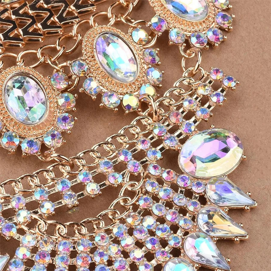 2024 New ZA Indian Ethnic Statement Big Necklaces Pendant Women Bohemian Vintage Maxi Long Large Collar Crystal Necklace Jewelry Novo Fusion - Chic Essentials for Life's Canvas