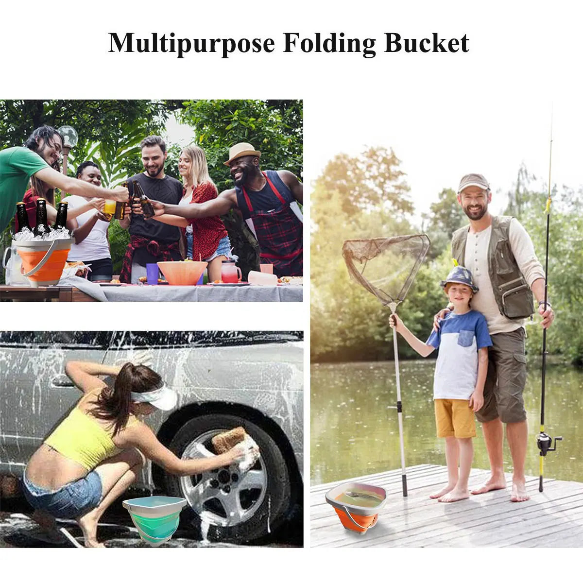 Beach Sand Play Water Set Folding Bucket Summer Toys for Children Kids Outdoor Game Youngster Sandbox Accessories Color Random - Novo Fusion