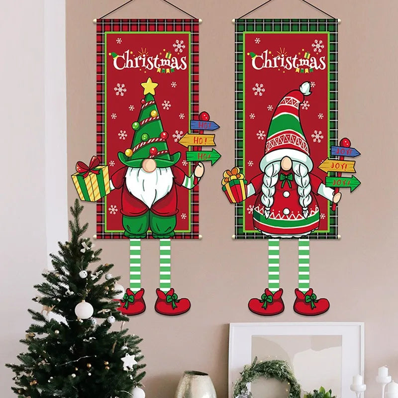 Santa Claus Hanging Flag Merry Christmas Decorations For Home 2024 Christmas Ornaments Navidad Natal Xmas New Year Gifts 2025 - Novo Fusion