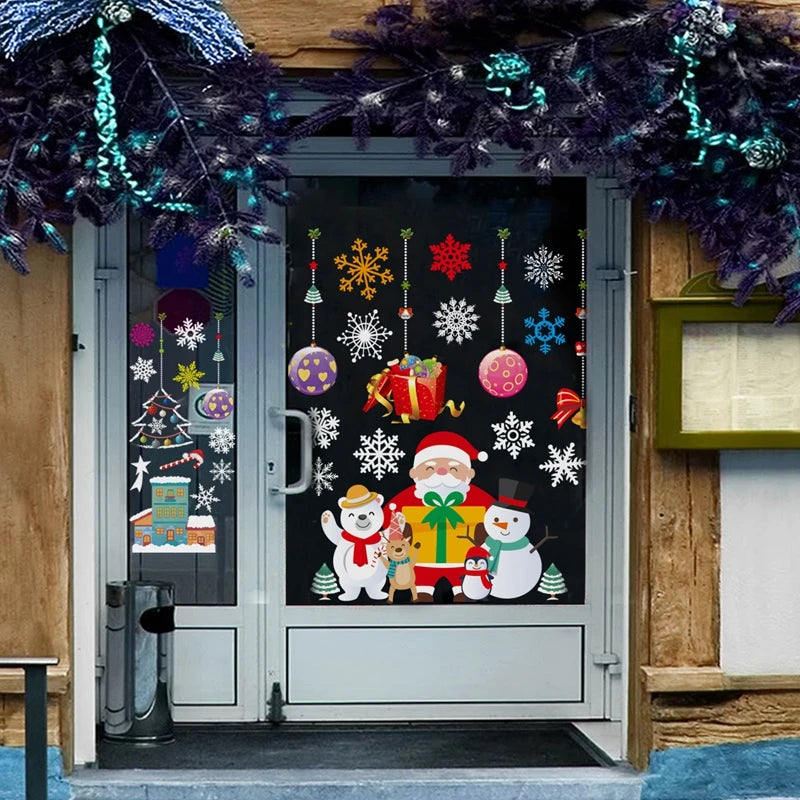 Christmas Window Stickers Merry Christmas Decorations For Home 2024 Christmas Wall Sticker Kids Wall Decals Happy New Year 2025 - Novo Fusion