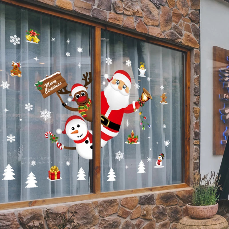 Christmas Window Stickers Merry Christmas Decorations For Home 2024 Christmas Wall Sticker Kids Wall Decals Happy New Year 2025 - Novo Fusion