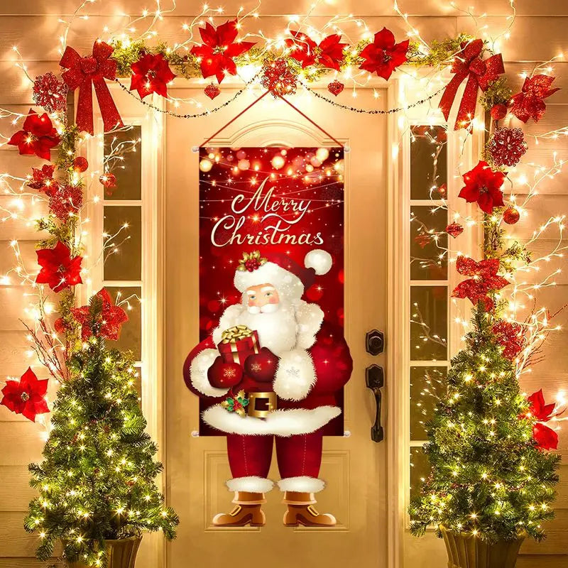 Santa Claus Hanging Flag Merry Christmas Decorations For Home 2024 Christmas Ornaments Navidad Natal Xmas New Year Gifts 2025 - Novo Fusion