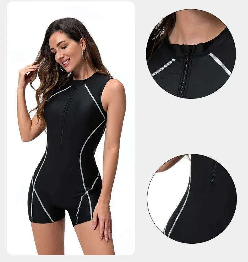 Woman Swimsuit Sleeveless Quick Dry Surfing Suit One-Piece Bathing Suit Women's Swimwear Adult Diving Clothes - Novo Fusion