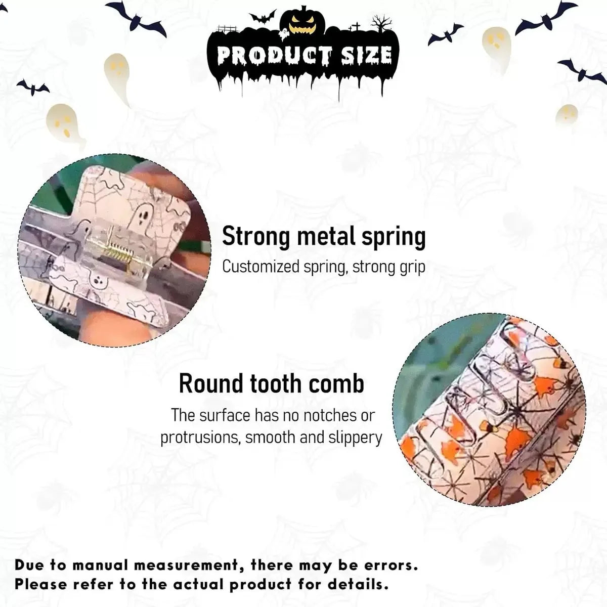 Halloween Theme Hair Claws - With Ghost/Pumpkin/Bat Patterns, Perfect For Holiday Party Costumes, Fashion Accessories For Women And Girls