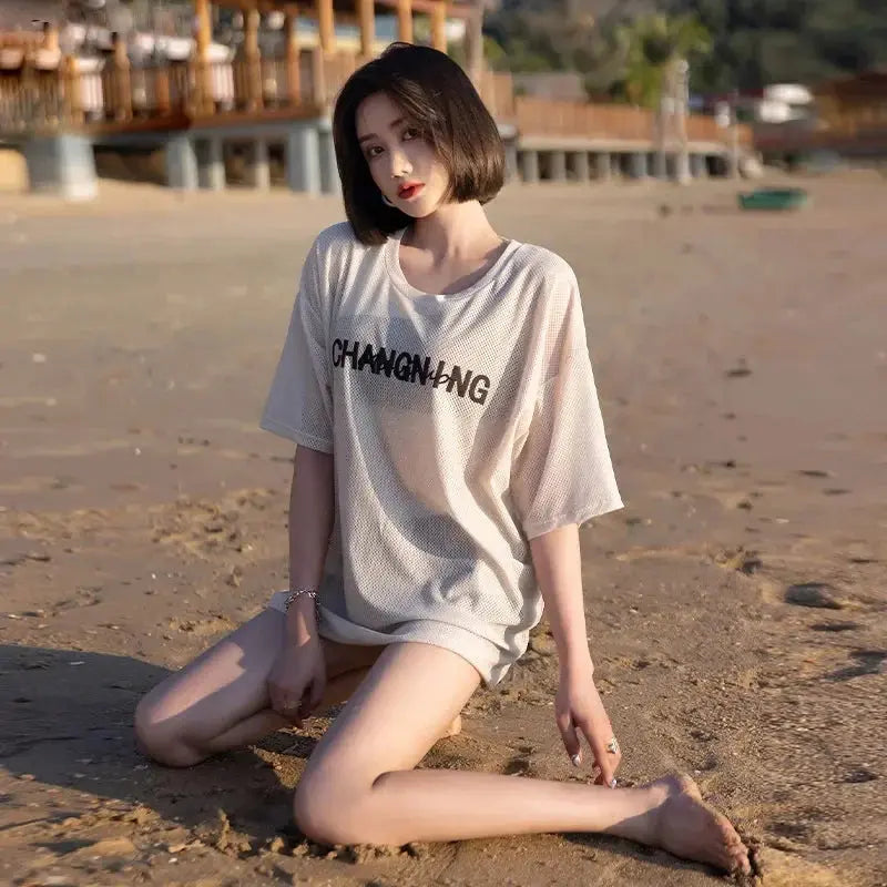 2023 New 3 In 1 Swimsuit Woman Two-Piece Set Triangle BikiniS High Waist Korean Women's Solid Bikini Hot Spring Bathing Suit - Novo Fusion