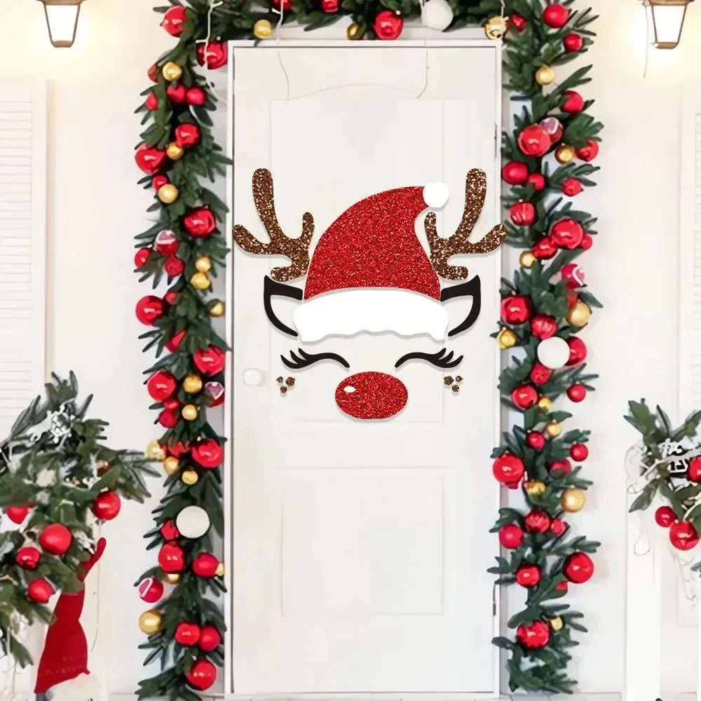Christmas Door Window Stickers Felt Cloth Snowman Santa Claus Elk Wall Sticker Christmas Home Decoration Happy New Year 2024 - Novo Fusion