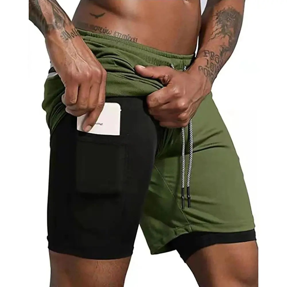Men's Sport Shorts cool Sportswear Double-deck Running Shorts Summer 2 In 1 Casual Bottoms Fitness Training Jogging Short Pants - Novo Fusion