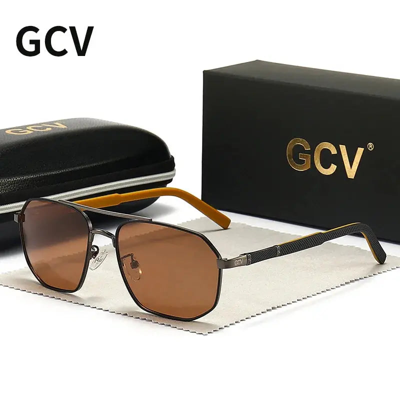 GCV 2021 Brand Classic Pilot Square Polarized Sunglasses Metal Frame Men's Driving Male Sun Glasses Eyewear UV Blocking Luxury - Novo Fusion