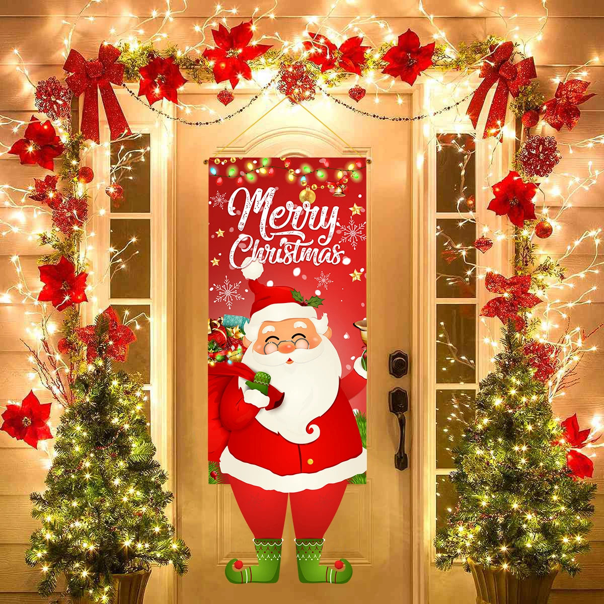Christmas Hanging Flag Decoration Merry Cristmas Decor for Home 2024 Hanging Flag Xmas Ornament Navidad Natal New Year Gift 2025 - Novo Fusion