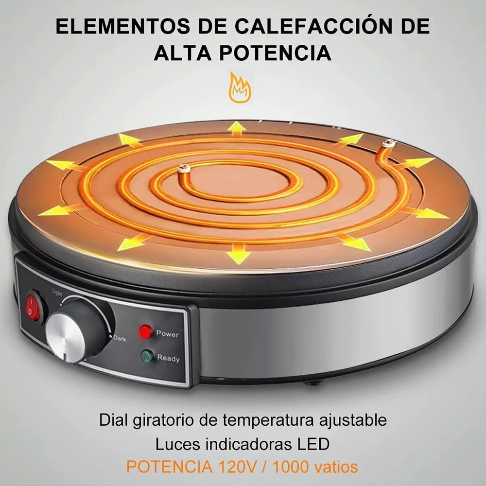 Electric Griddle Crepe Maker Cooktop - Nonstick Griddle Crepes Maker with LED Indicator Lights Adjustable Temperature Control - Novo Fusion