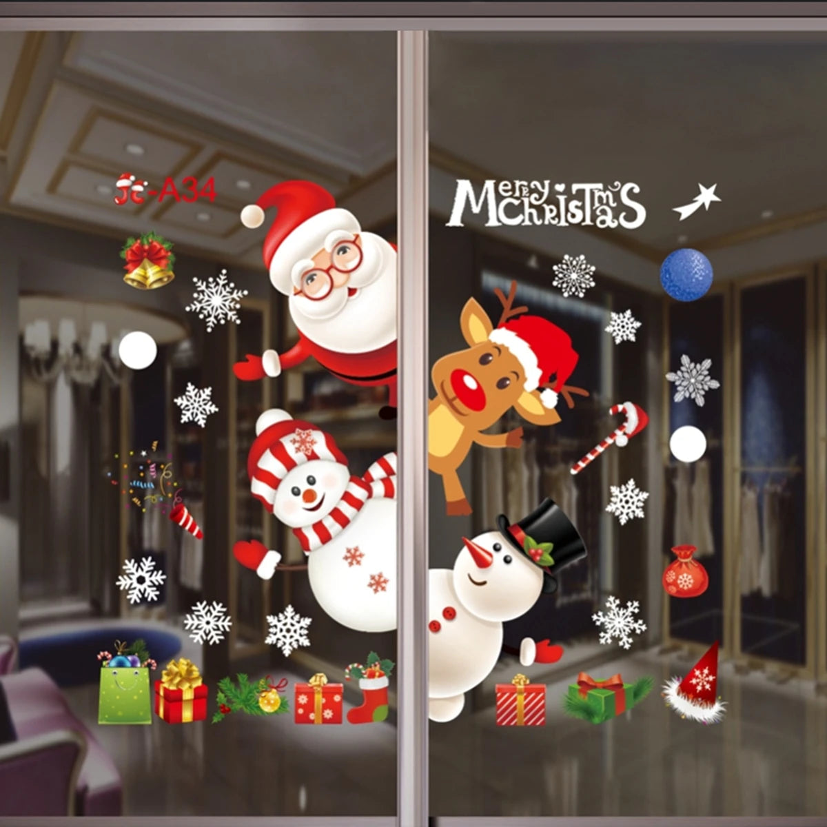 Christmas Window Stickers Merry Christmas Decorations For Home 2024 Christmas Wall Sticker Kids Wall Decals Happy New Year 2025 - Novo Fusion