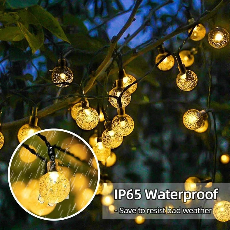Solar Crystal Globe LED String Lights 60 LED 8 Lighting Modes IP65 Fairy Light Christmas Garland For Garden Party Decor 1pc/2pcs - Novo Fusion