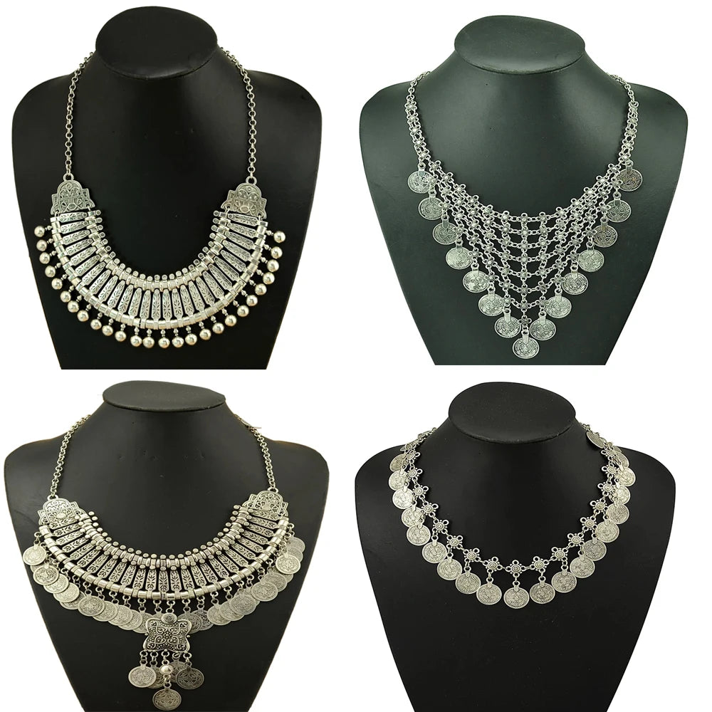 Multi-style Vintage Coin Choker Necklace for Women Boho Afghan Ethnic Gypsy Native Tribal Dress Turkish Pakistan Indian Jewelry Novo Fusion - Chic Essentials for Life's Canvas