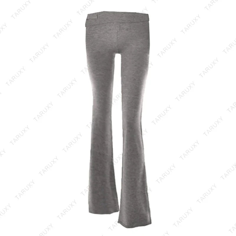 TARUXY Women Spring Outfits Casual Zipper Sweater Hoodie Set High Waist Flare Pants Suits Pink Knitted Womens Y2k Two Piece Set - Novo Fusion