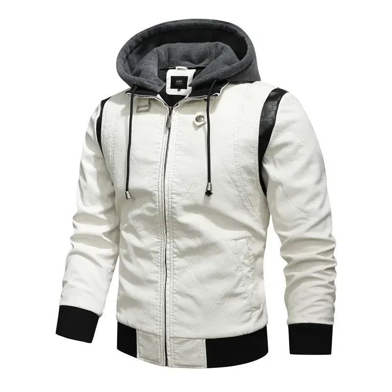 Autumn Winter Bomber Leather Jacket Men Scorpion Embroidery Hooded Jacket PU Leather Motorcycle Mens Ryan Gosling Drive Jacket - Novo Fusion