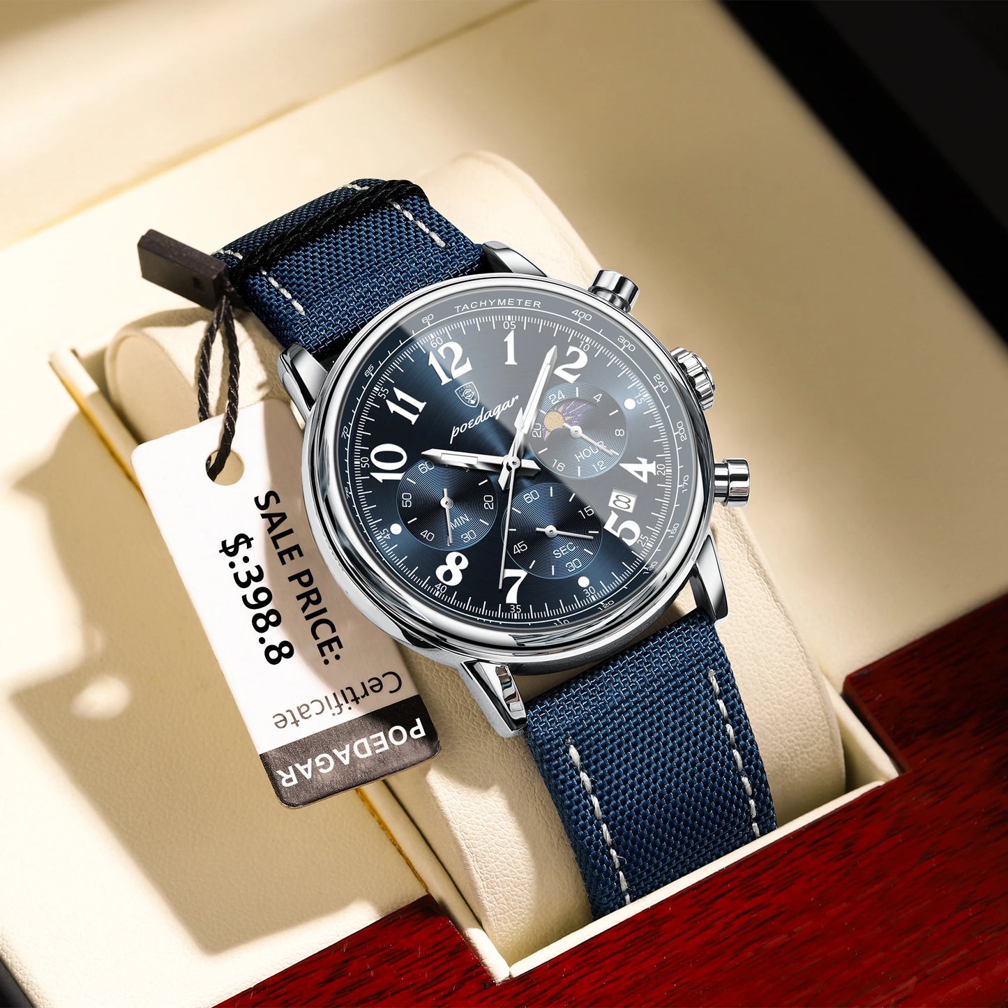 POEDAGAR Luxury Military Sports Watch for Man Waterproof Luminous Chronograph Date Men's Watches Quartz Nylon Leather Men Clock - Novo Fusion