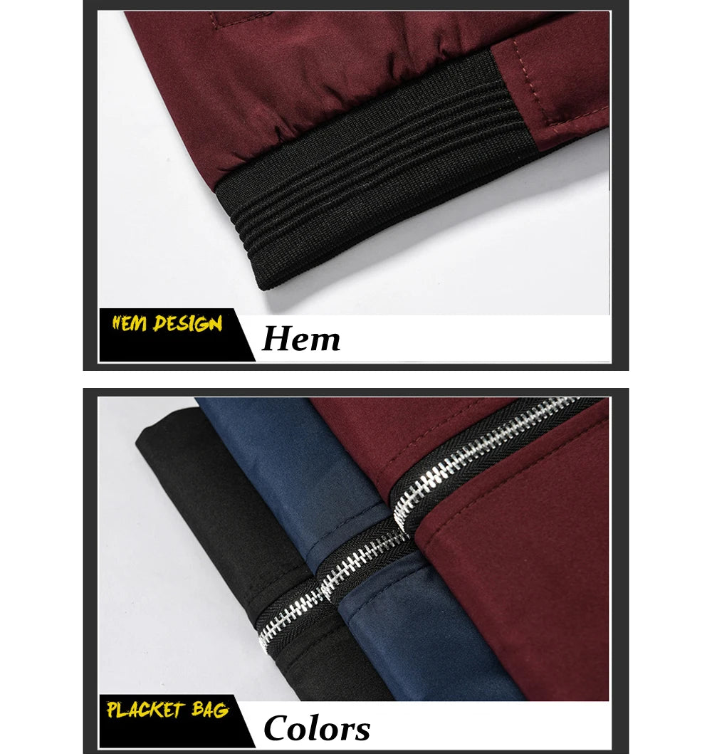 Spring Autumn Men's Bomber Jacket Casual Lightweight Jacket For Men Sports Windbreaker Zip Up Coat with Pockets Clothing - Novo Fusion
